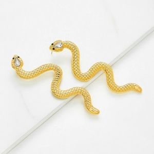 Gold diamond snake earrings